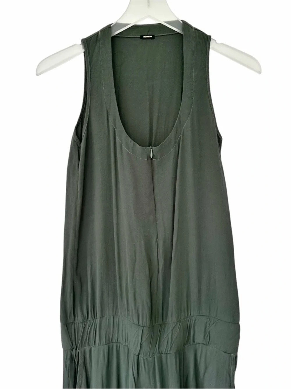 Monrow Crepe Basics Zip Front Sleeveless Camo Green Jumpsuit Size S